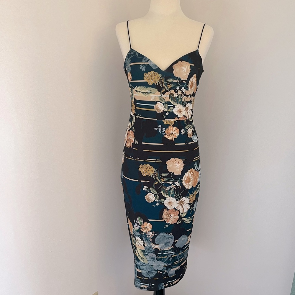 ASOS Neoprene Floral Abstract Midi Dress